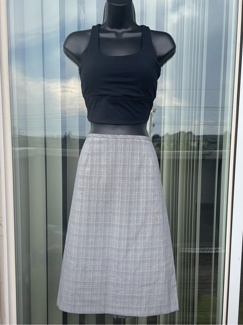 Gray Plaid A-Line Women's Skirt
